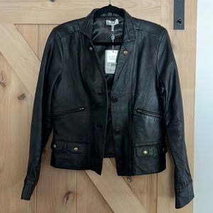 Metro 7 Genuine Leather Jacket, black, size 12